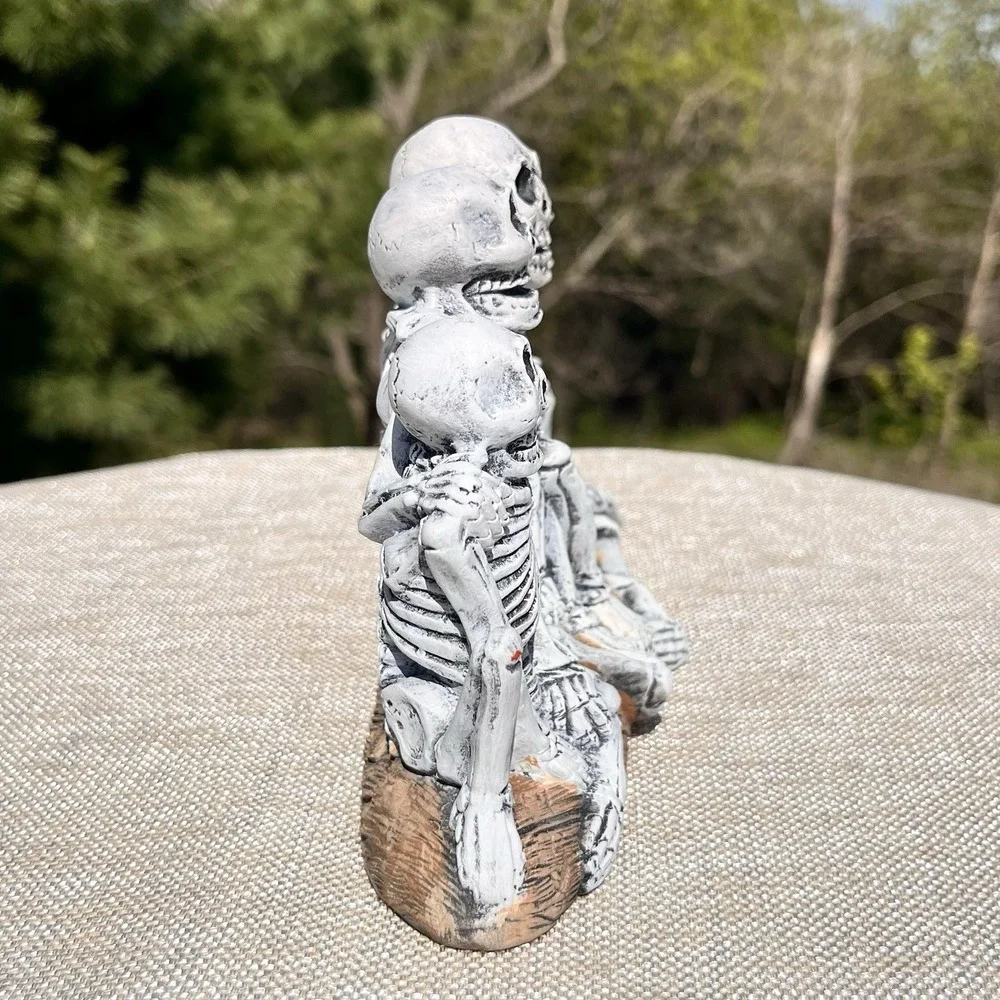 Vintage Halloween‎ Skeleton Family Ceramic Figurine Hand Painted Spooky 8
